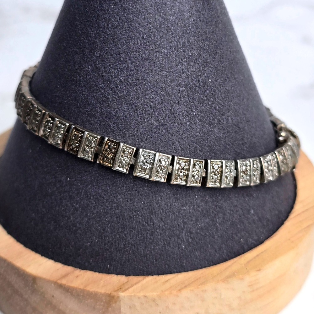 Vintage 925 Sterling Silver Link Bracelet Textured Beaded Size 7.5 & 15 grams